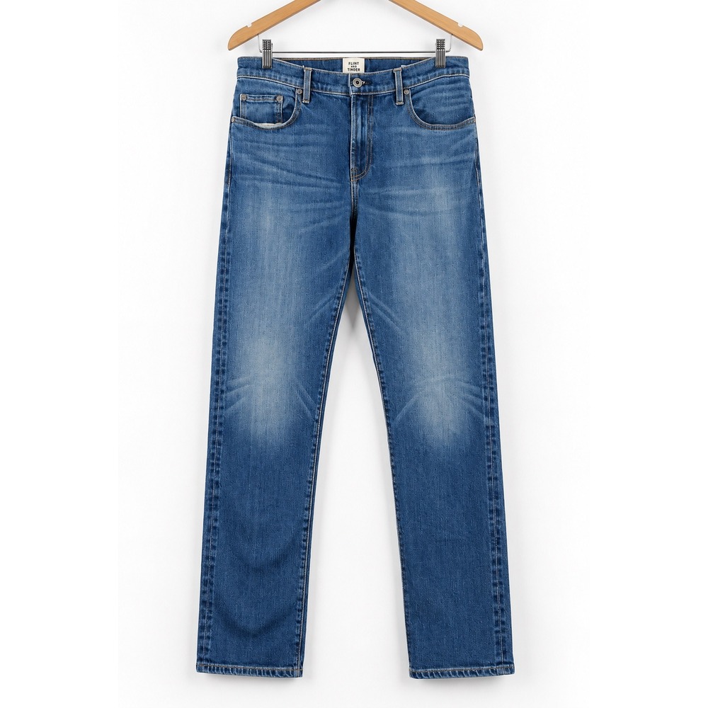 Flint and Tinder Mens Straight Leg Jeans Medium Wash Blue Denim Pants
